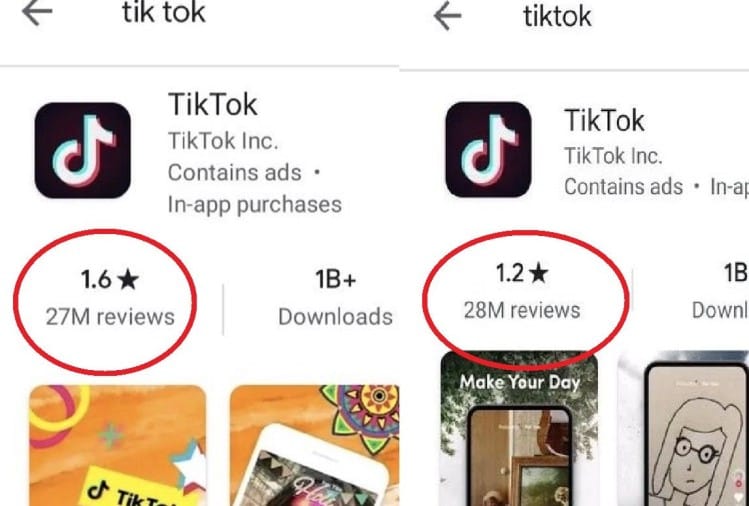 Google ने Tiktok की रेटिंग सुधारने के लिए डिलीट कर दिए 50 लाख रिव्यू