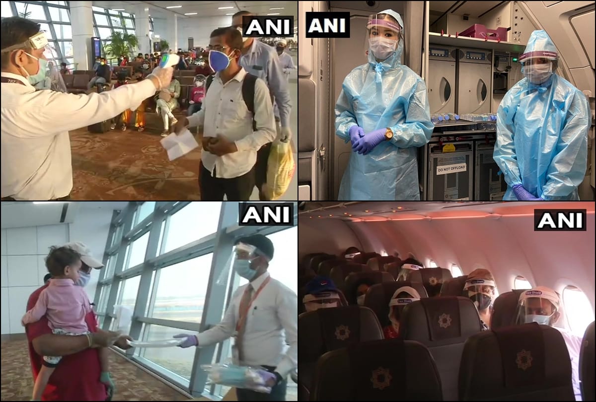 Domestic Flight News in Hindi: Domestic flights resume after two months of lockdown, passengers wear face shield at airport