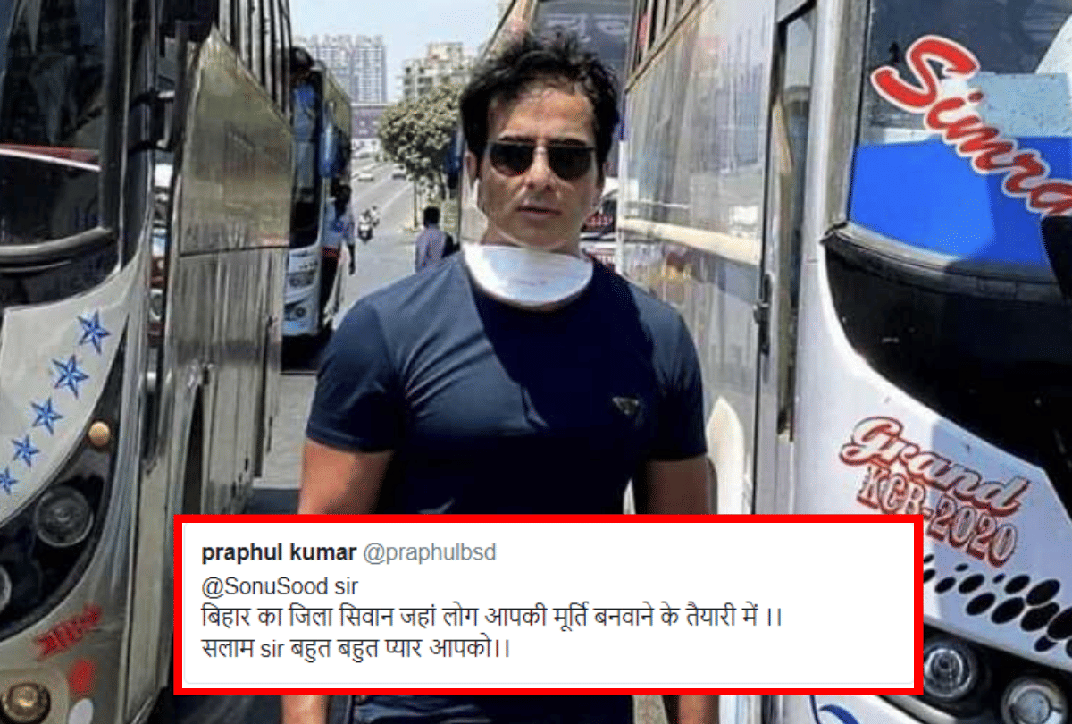 sonu sood reacts when a twiiter user said that people are making statue to see his great work