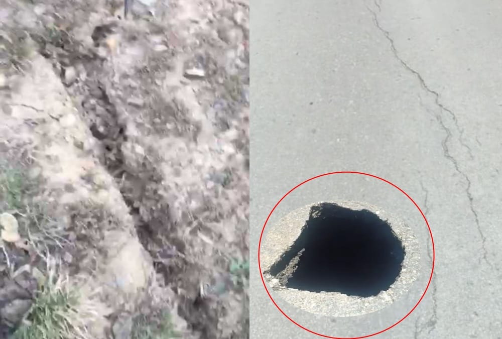 Big rift on naina peak and Pit on Road In nainital, public in fear , photos