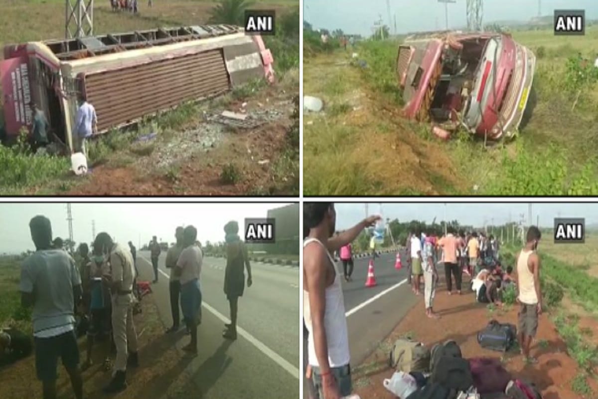 Andhra Pradesh: 10 migrant workers injured after bus carrying them overturned near Mandasa in Srikakulam district
