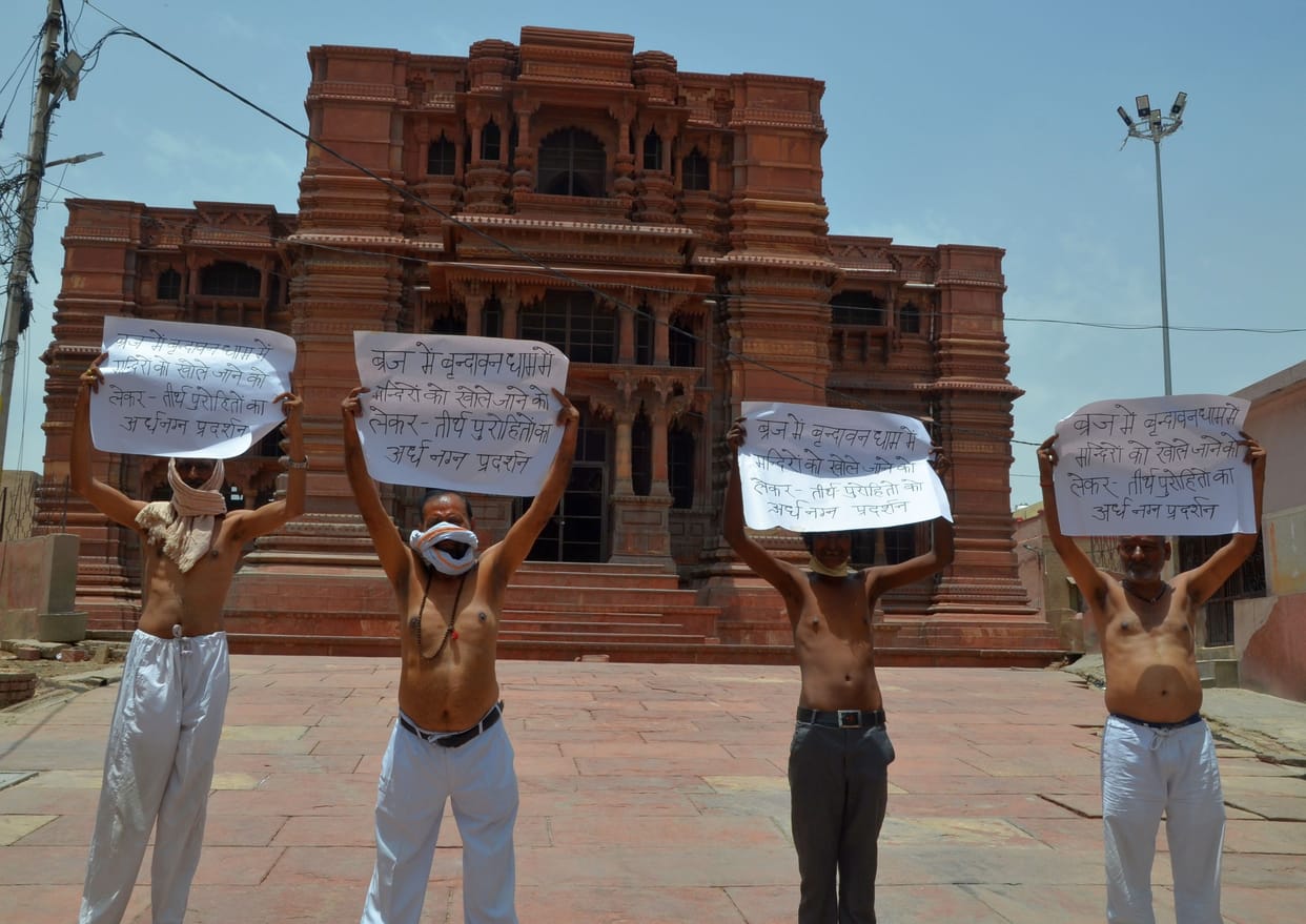 protest, tempile, open, vrindavan,