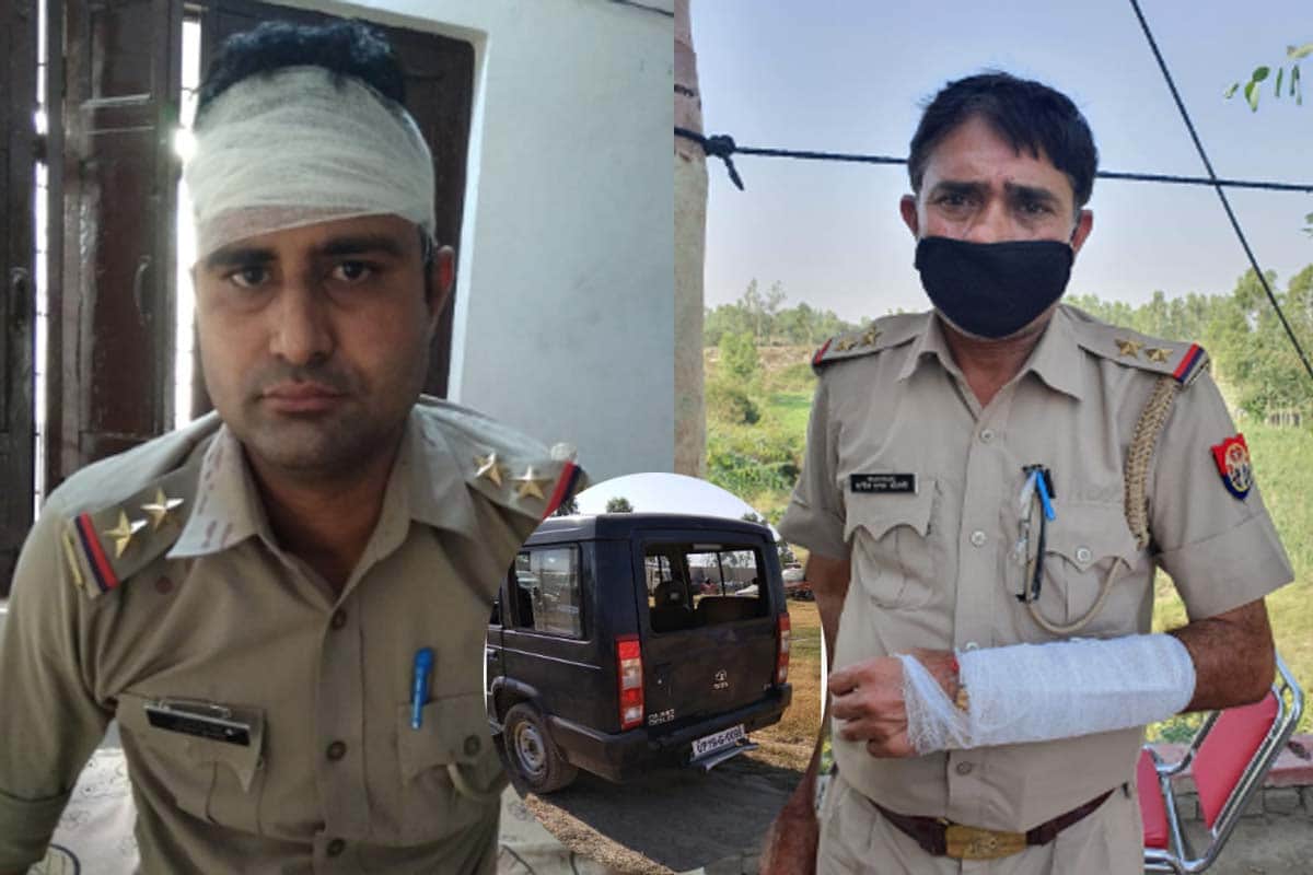The villagers have attacked on police team and three policemen injured including two sub inspector at Shamli