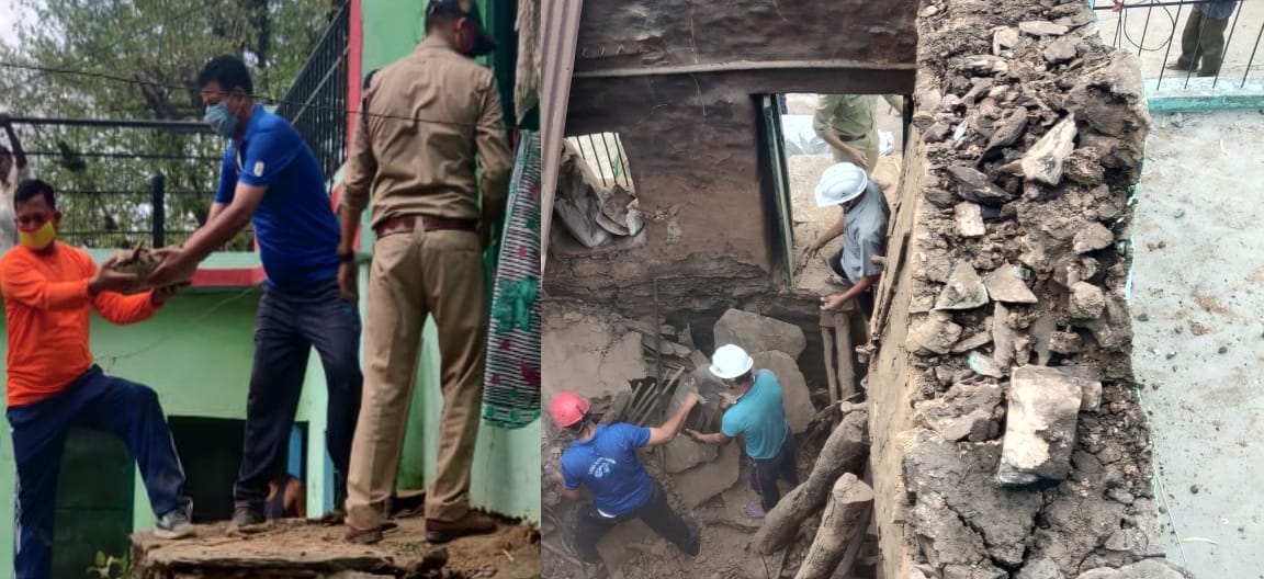 uttarakhand news today : house collapse in devprayag, mother and girl buried in rubble