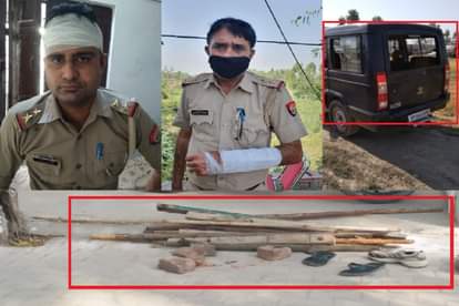 The villagers have attacked on police team and three policemen injured including two sub inspector at Shamli