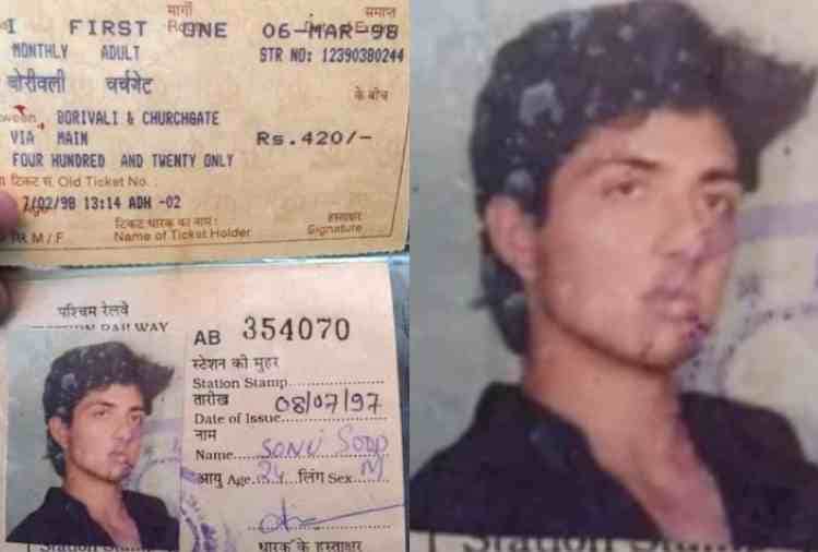 sonu sood 23 years old photo with mumbai local train ticket