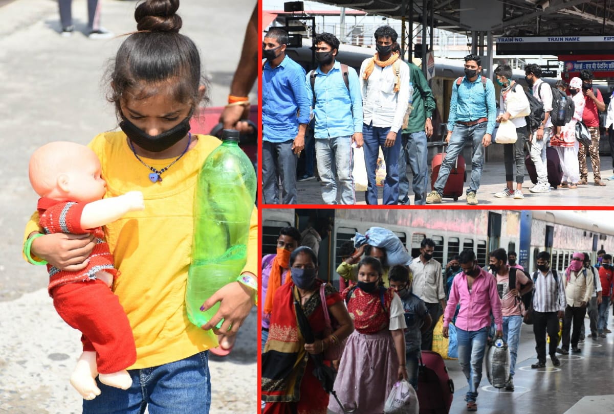special train arrived gorakhpur railway station with migrant people