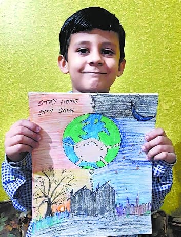 The message of stay home stay saved by painting