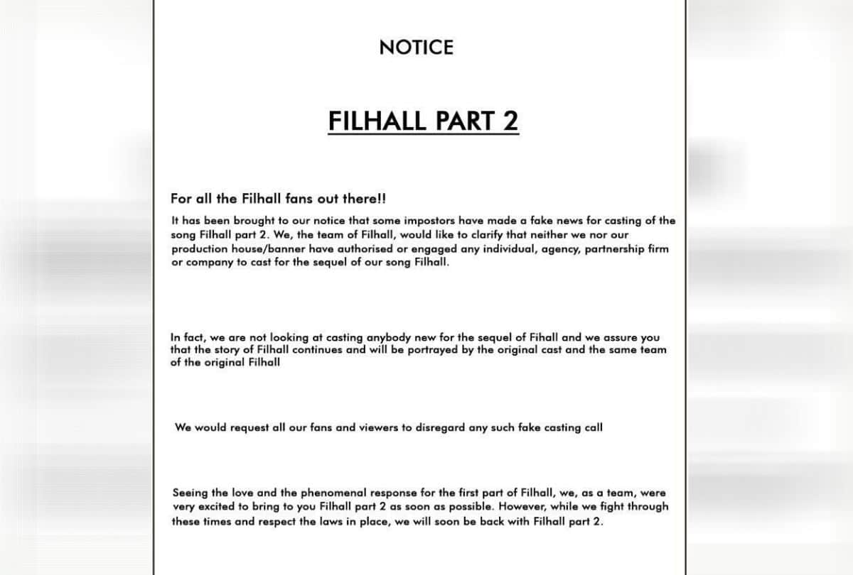 Akshay Kumar Warns Against Fake Casting Call For song Filhall 2nd part