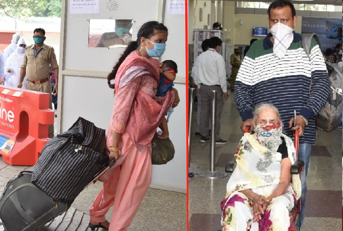 special train arrived in gorakhpur railway station with migrant people
