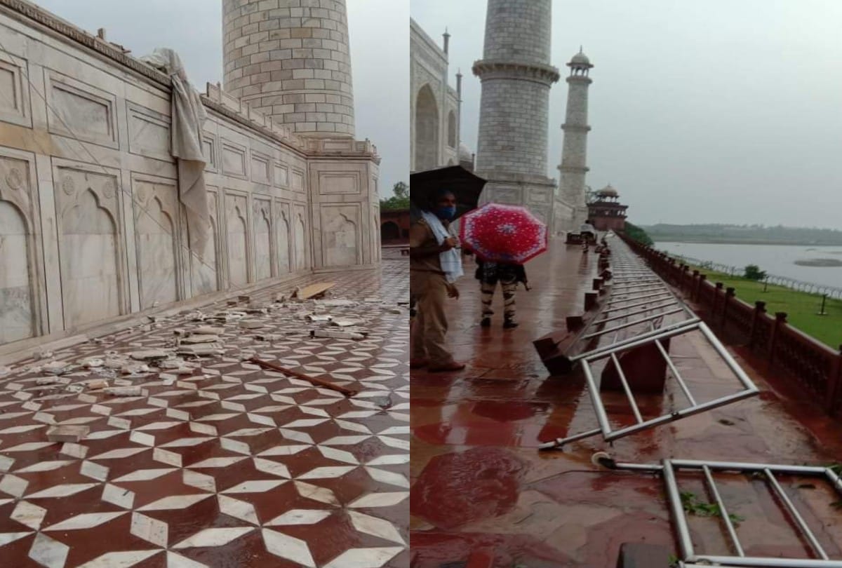 Marble windows broken in the Taj Mahal due to the storm