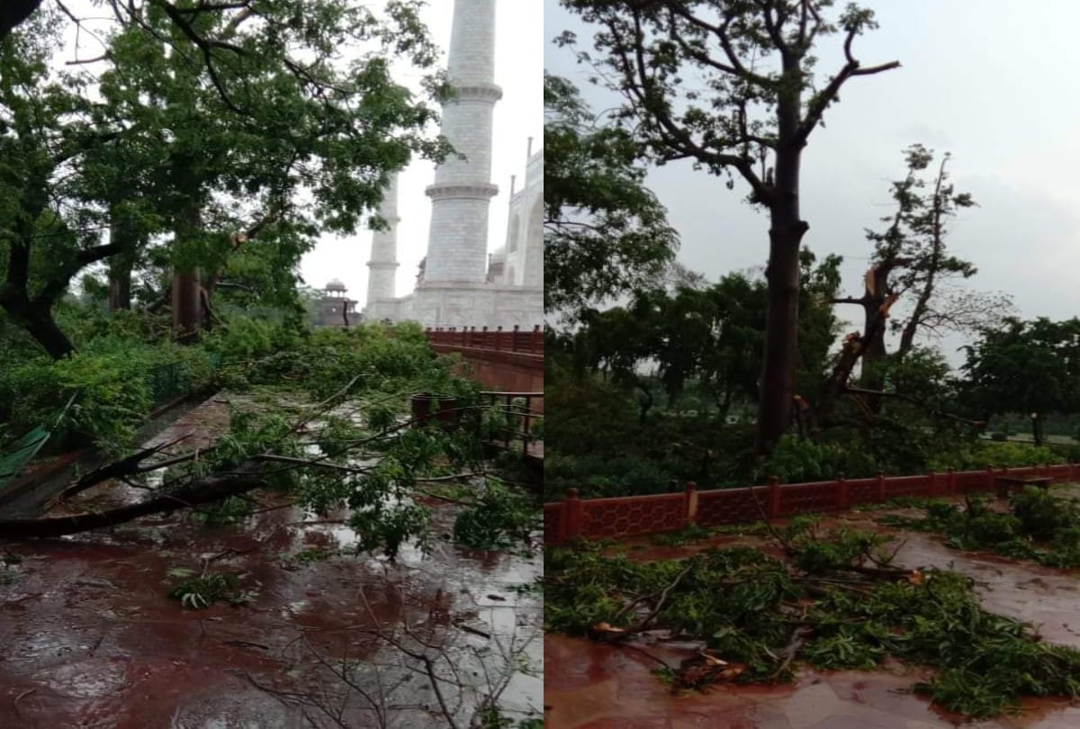 Marble windows broken in the Taj Mahal due to the storm