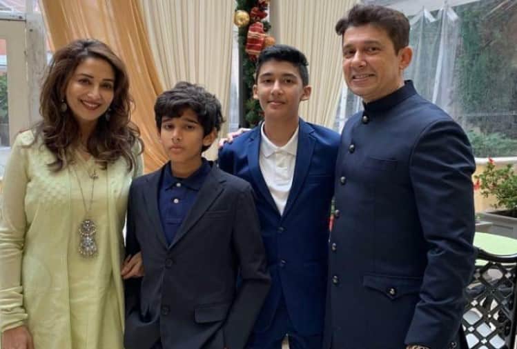 madhuri dixit son arin nene carbon copy of father sriram nene here photos