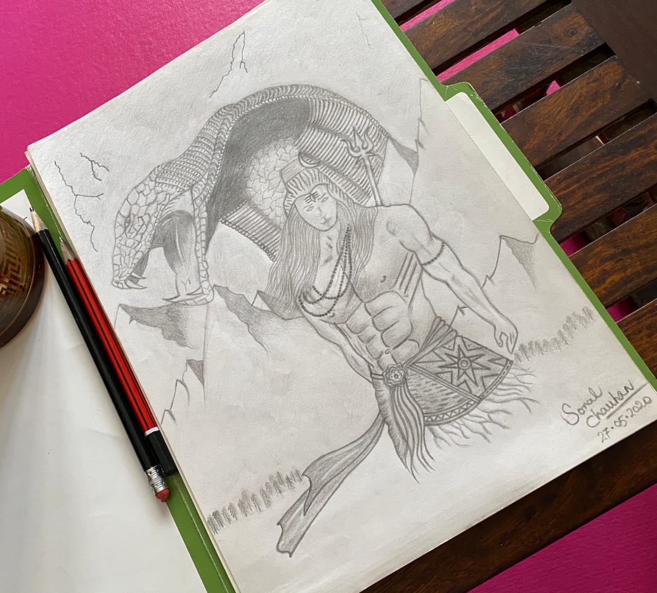 Sonal Chauhan doing Sketching of lord shiva during Lockdown