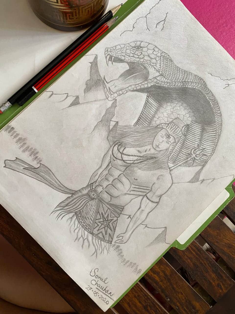 Sonal Chauhan doing Sketching of lord shiva during Lockdown