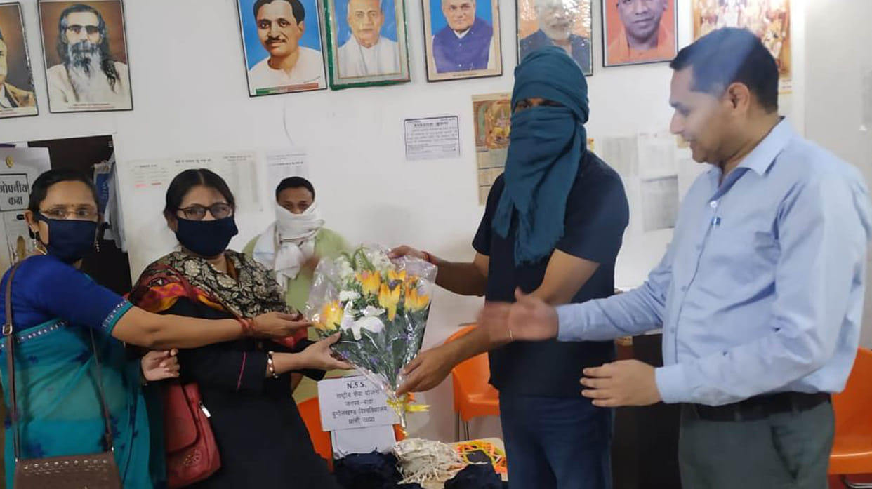 NSS Mask Bank handed Mask to MLA