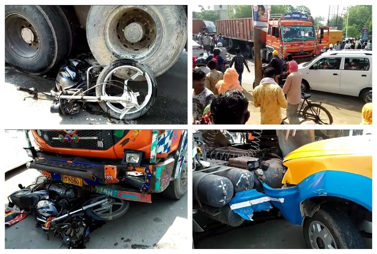 Ghaziabad accident on meerut road truck crushes many vehicles no casualty driver arrest