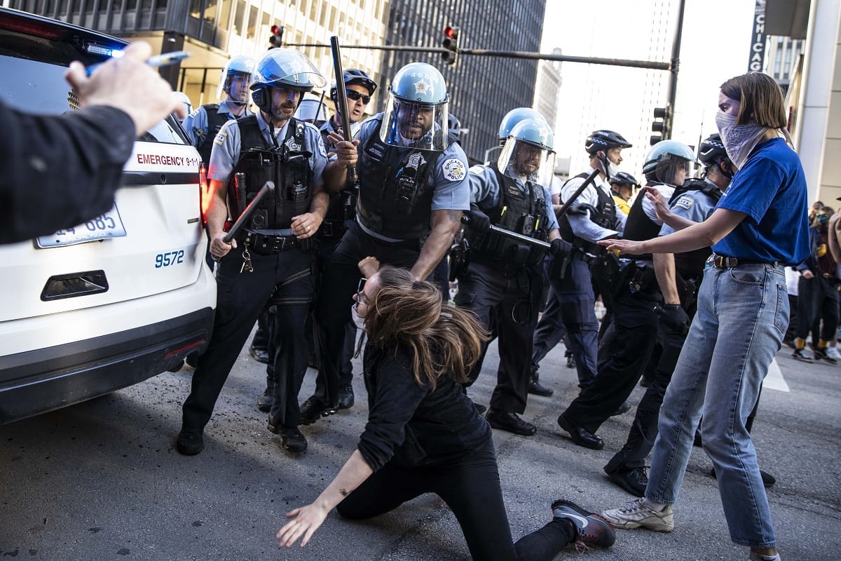 right and left wing protesters clashed in portland America