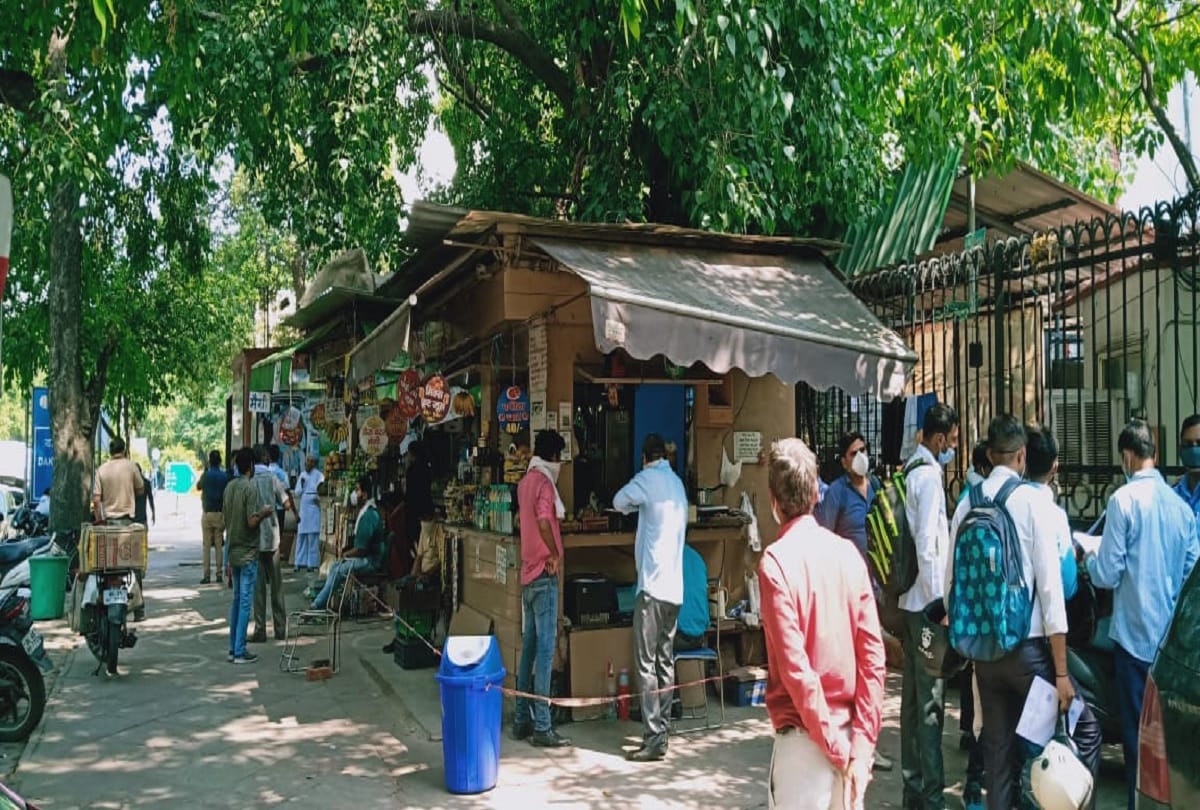 Lockdown 5 day one in national capital people seen outside houses light crowd in station and market