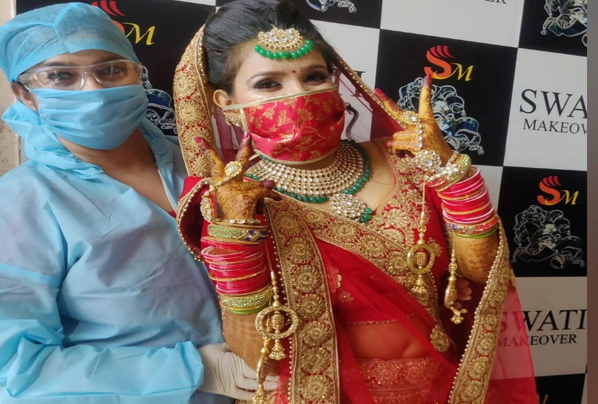 Bridal Makeup With Wear Ppe Kit During Corona Virus Time