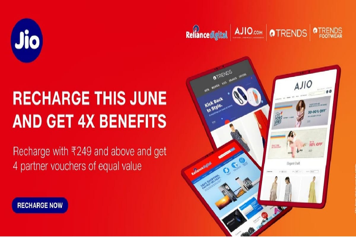 Jio launch 4X BENEFITS offer users get discount vouchers on 249 recharge plan and above