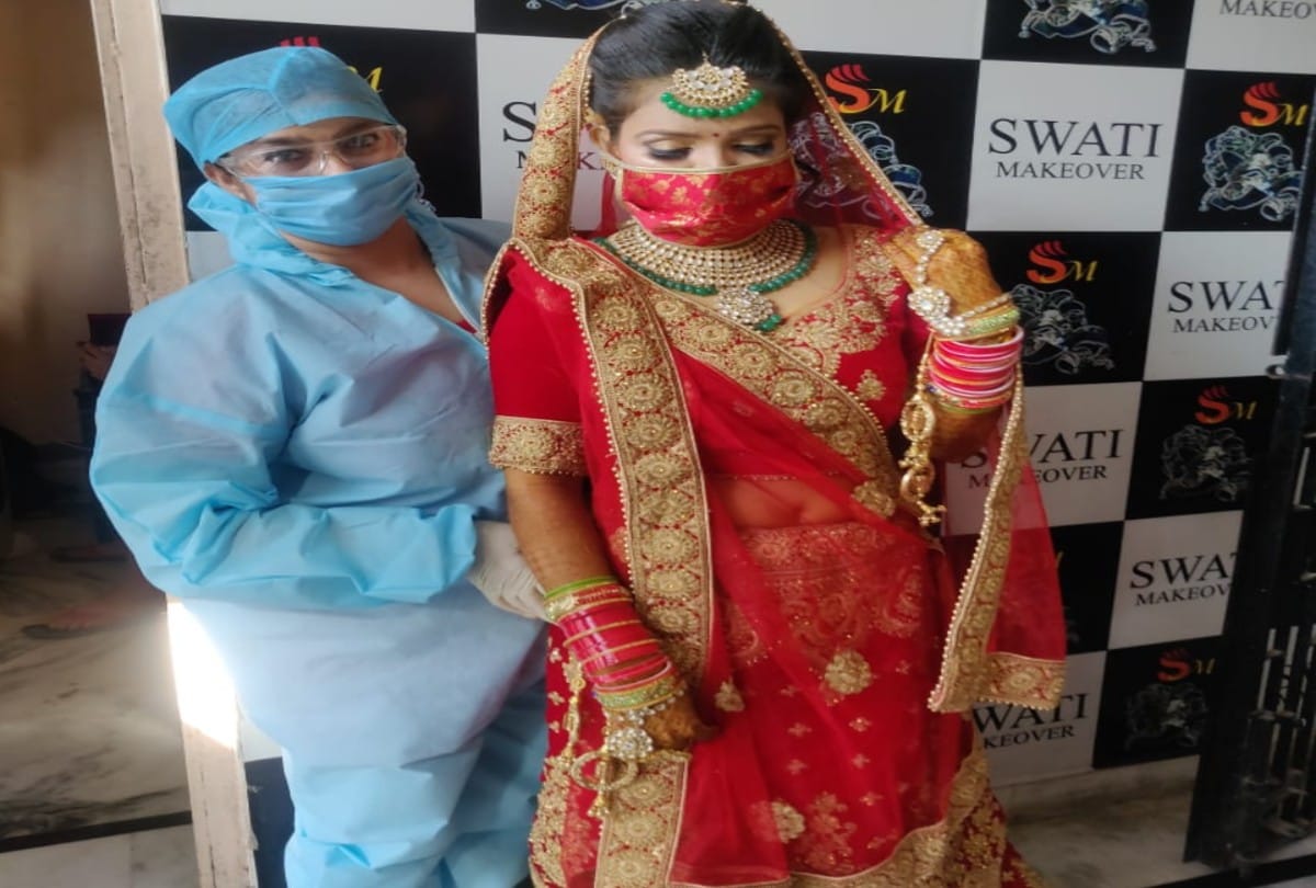 Bridal Makeup With Wear Ppe Kit During Corona Virus Time