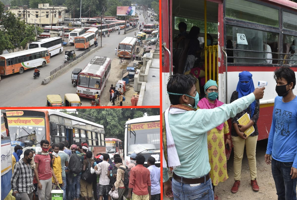 Roadways bus running on the road in gorakhpur