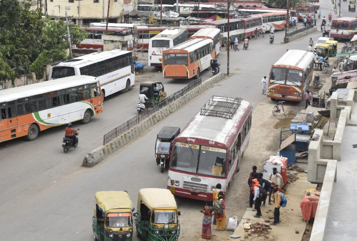 Roadways bus running on the road in gorakhpur