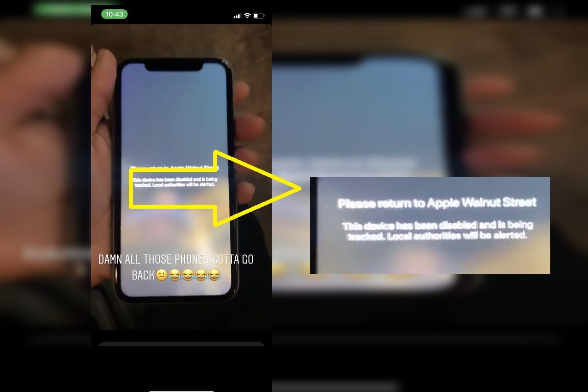 Stolen Apple iPhones show a message on screen stating that the devices are being tracked