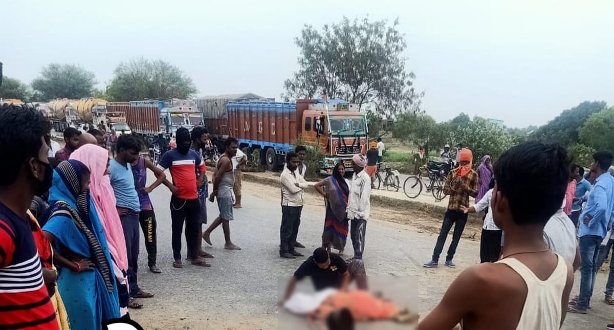 Two died mother son by truck accident with bike in chandauli up