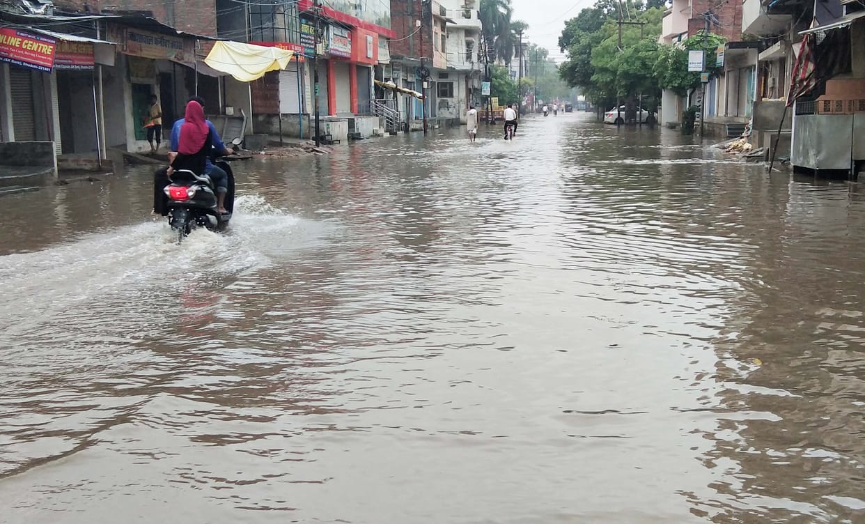 It rained down, water filled in low lying areas