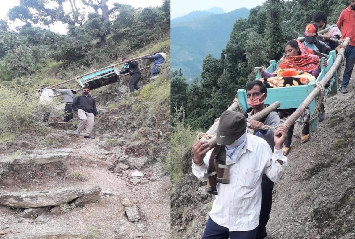 himachal: pregnant woman carried eight km in the palanquin to reach the road