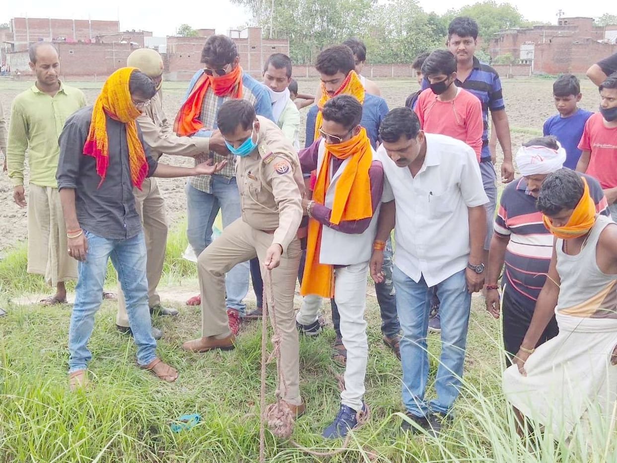 body of cattle found in well in bhadohi
