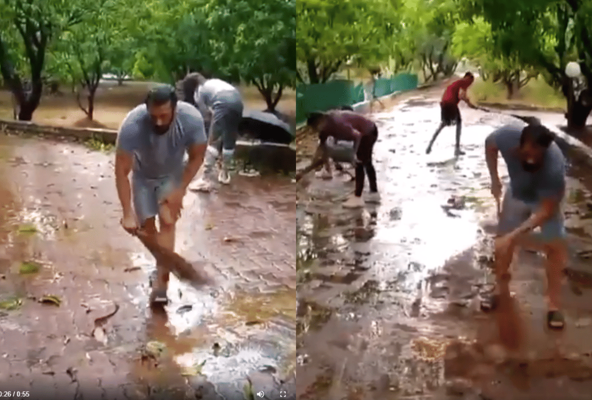 World Environment Day Salman Khan Iulia Vantur sweeping the premises of his Panvel farmhouse