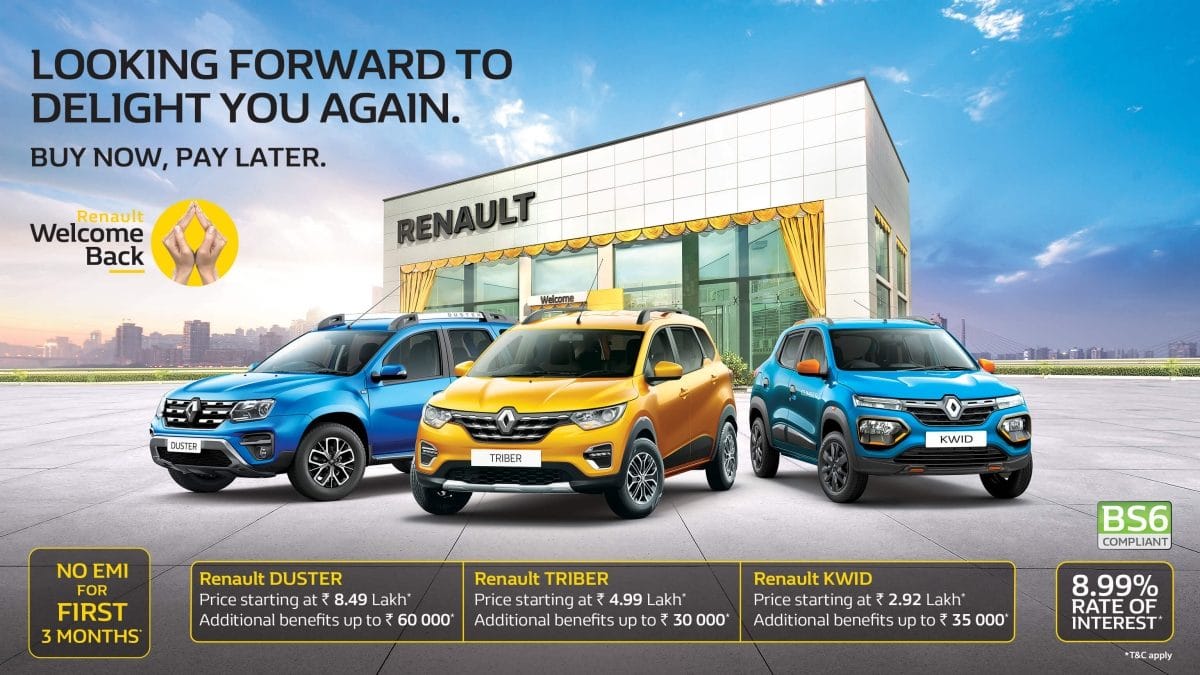 'Buy now, pay EMI' scheme on Renault vehicles, discounts of up to rs 60,000 on cars