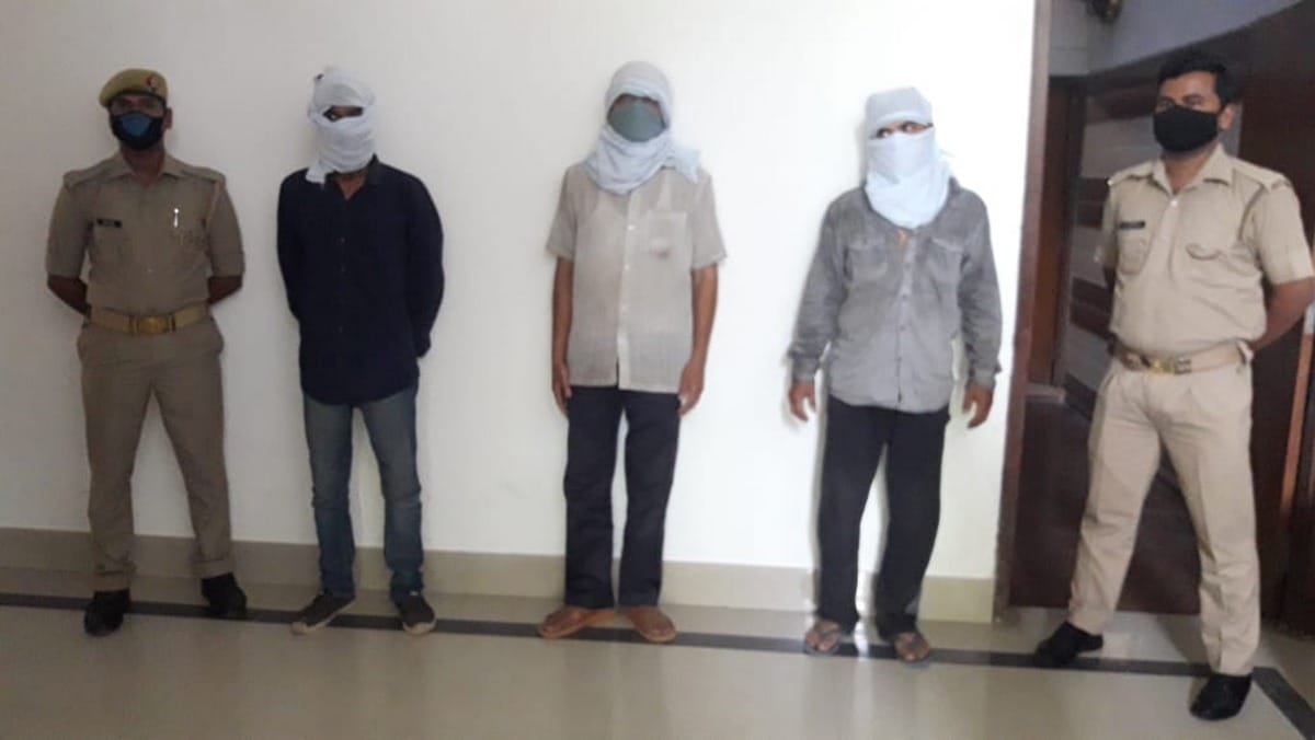 Three arrested including wanted miscreant in Prayagraj triple murder case ganja and gold pellet recovered in varanasi