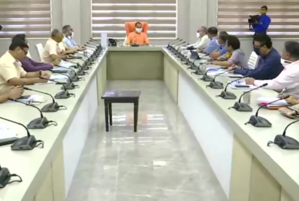 Chief Minister Yogi Adityanath meeting with officers on unlock 1.