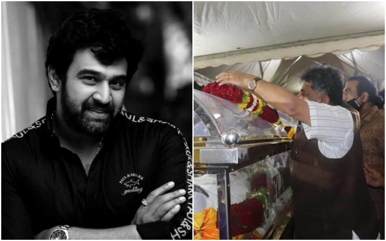 Chiranjeevi Sarja funeral Last Rite at their farmhouse near Kanakapura