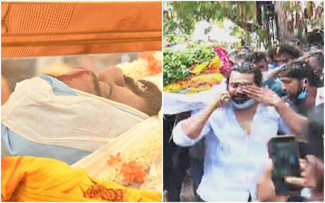 Chiranjeevi Sarja funeral Last Rite at their farmhouse near Kanakapura
