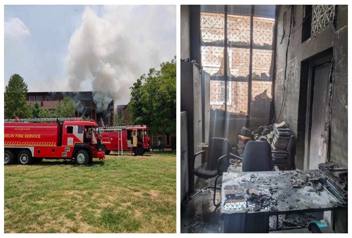 Delhi university ramlal anand college catches fire two fire tenders control it