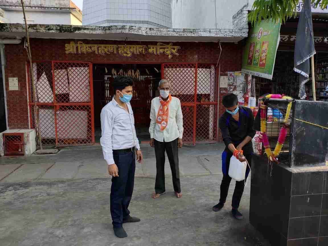 Devotees are worshiping God with social distance