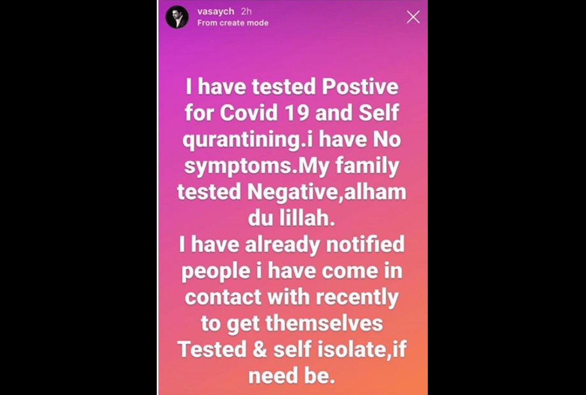 pakisatani actor Vasay Chaudhry tests positive for coronavirus