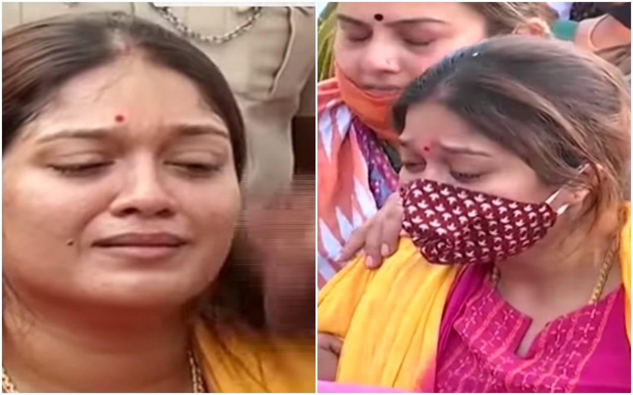 Pregnant Meghana Raj cannot control her tears final goodbye to husband Chiranjeevi Sarja