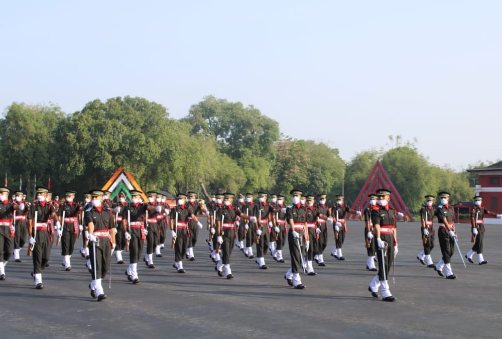 Indian military academy pop 2020: Gentleman cadet wear mask and doing parade on Drill Square