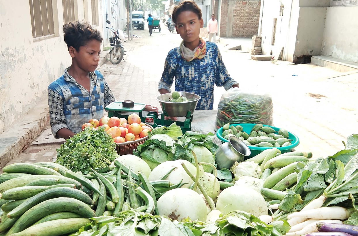When the father's shop closed, he started selling vegetables