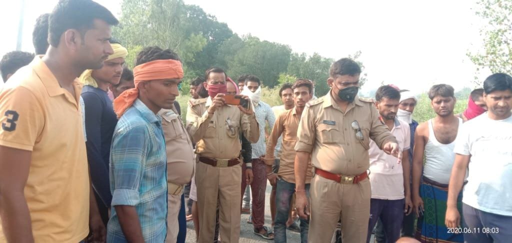 Dumper crushed young man riding bike, jammed