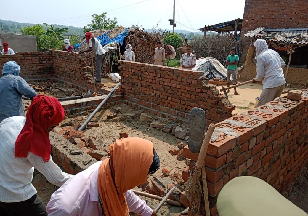 The demolition of the forest area being built,