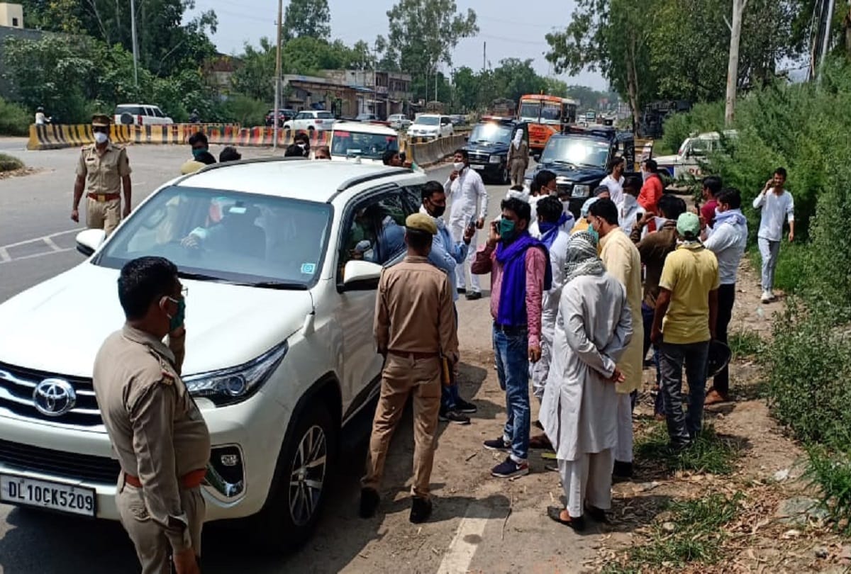 Bhim army chief Chandrashekhar support Delhi meerut expressway kaam roko andolan stopped in muradnagar while going meerut