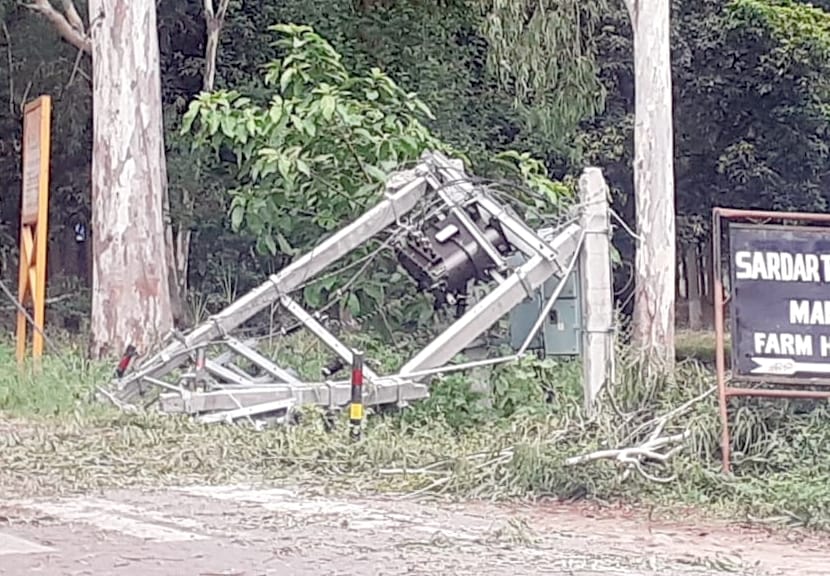 Transformer blown due to falling of trees, light gully