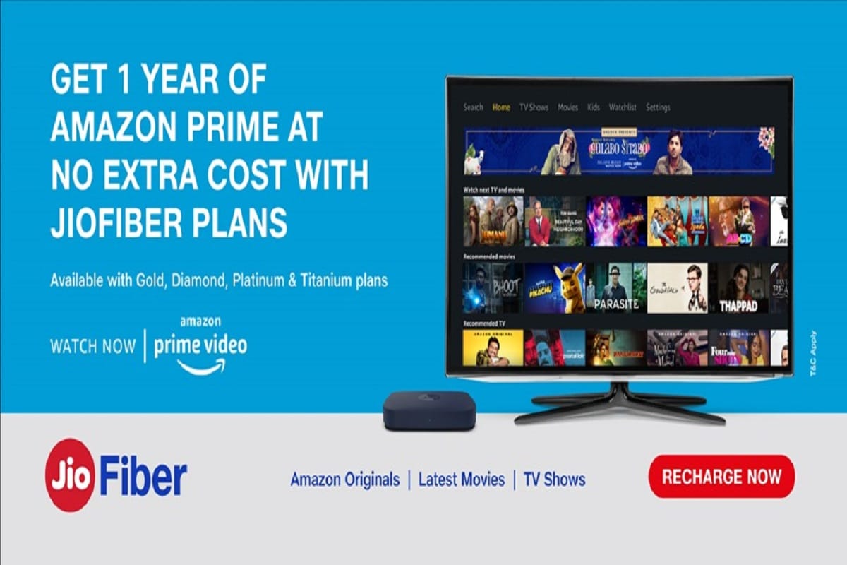 Jio Fiber рдХреЗ рдЧреНрд░рд╛рд╣рдХреЛрдВ рдХреЛ рдПрдХ рд╕рд╛рд▓ рдХреЗ рд▓рд┐рдП рдлреНрд░реА рдореЗрдВ рдорд┐рд▓реЗрдЧрд╛ рдЕрдореЗрдЬрди рдкреНрд░рд╛рдЗрдо рд╡реАрдбрд┐рдпреЛ рдХрд╛ рд╕рдмреНрд╕рдХреНрд░рд┐рдкреНрд╢рди Jio fiber subscribers gets amazon prime video subscriptions absolutely free for one year